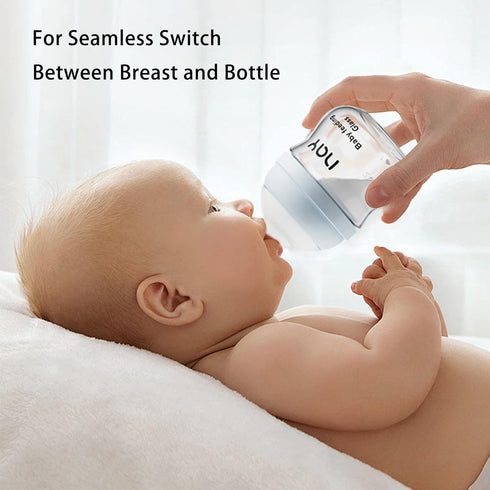 Natural Glass Baby Bottle Wide Neck, Newborn Anti-Colic Baby Bottle, Clear, 3oz(Pack of 2), Includes 2Pcs Slow Flow Nipple(SS), 0 Months+...