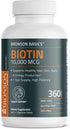 Bronson Biotin 10,000 MCG Supports Healthy Hair, Skin & Nails & Energy Production - High Potency Beauty Support - Non-GMO, 360 Vegetarian Tablets...