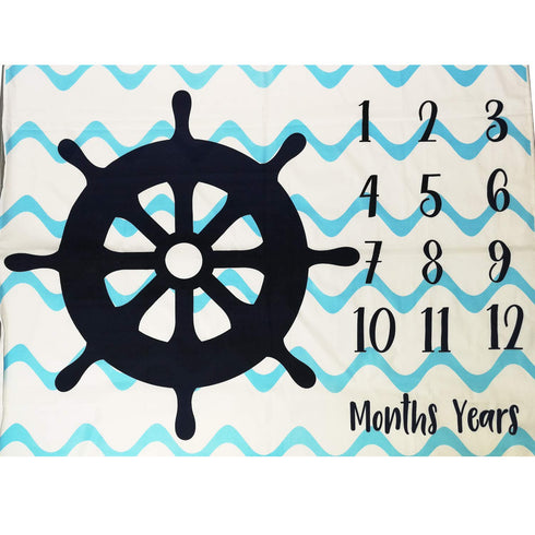 Baby Monthly Milestone Photo Blanket | Month Baby Blanket for Pictures- Nautical...