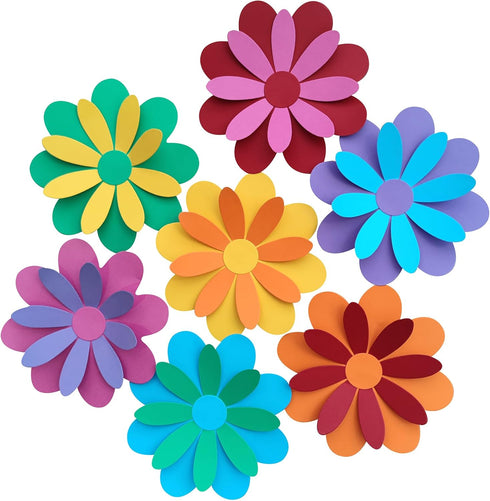 10 inch Giant 3D Rainbow Paper Flower with Stickers for Flower Wall Stickers Room Decor Kids Nursery Classroom Wedding Backdrop Pack of 7 (Rainbow...
