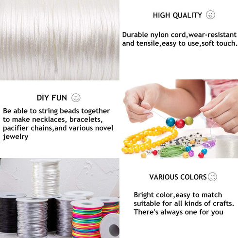 Promise Babe White Satin Rattail Cord for Necklace 75m DIY Craft Supplies Line...
