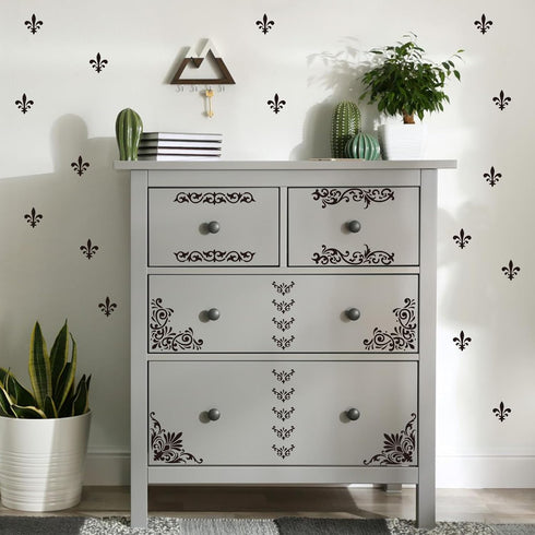 4PCS Corner Stencils for Painting Flower Square Border Wall Stencil Large Pattern Tile Stencil Reusable DIY Art Craft Stencils Furniture Decor on ...