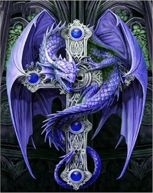 ARAZADR Stamped Cross Stitch Kits for Adults Needlepoint Blue Dragon Counted Animal Pattern Cross-Stitch Diamond Painting Kits Stamped Full Range ...