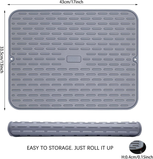 To encounter Silicone Dish Drying Mat -Large 17" x 13" - Set of 2 Flexible Rubber Drying Mat, Heat Resistant Silicone Trivet, Countertop Mat, Dish...