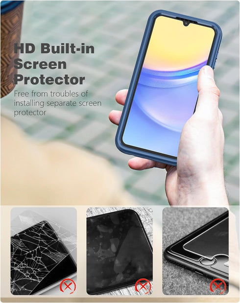 FNTCASE for Samsung Galaxy A15-5G Case: Phone Case with Built-in Screen Protector Protective Silicone Cell Phone Cover Rugged Shockproof Full Prot...