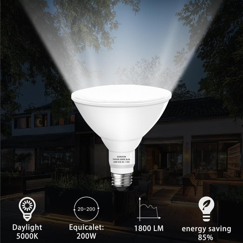 Par38 led flood lights outdoor bulb 2 Pack,Dimmable 5000K Daylight 1800LM,20W Replace up to 200W,Outdoor Flood Light Bulbs for Backyard,Garage,Por...