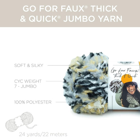 Lion Brand Yarn (1 Skein) Go for Faux Thick & Quick Bulky Yarn, Chinchilla, 72 Foot (Pack of 1)......