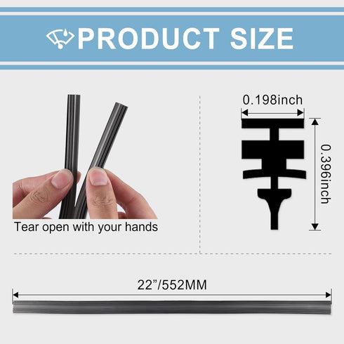 Silicone Windshield Wiper Blades Refills (Pack of 2), Adjustable Automotive Rubber Frameless Window Boneless Insert Wiper Blade Refill Universal f...