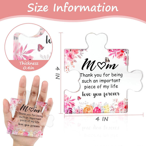 Gift for Mom from Daughter - Birthday Gifts for Mom of Engraved Acrylic Block Puzzle Piece from Daughter, Son...