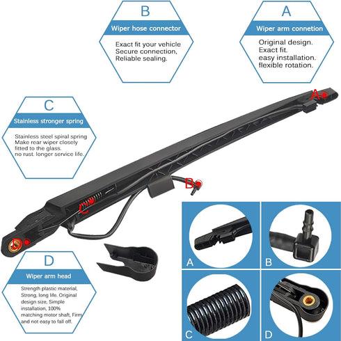 15276248 Rear Wiper Arm, Replacement For 2007-2013 GMC Yukon/Chevrolet Tahoe/Chevrolet Suburban/2007-2014 Cadillac Escalade Rear Windshield Wiper ...