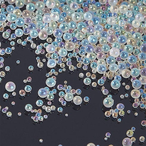 OLYCRAFT 210g 1~3mm Glass Bubble Beads No Hole Iridescent Beads Water Droplets Bubble Bead Iridescent Glass Bead for Resin Crafting Nail Arts Deco...