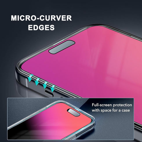 2 PACK Compatible with iPhone 14 Pro Max Privacy Screen Protector 25 Degree Anti Spy Tempered Glass Easy Installation Frame Gradient colorful anti...