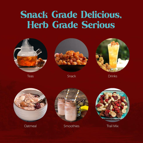 Dragon Herbs Longan 6 oz bag | dried fruit supplement to support skin, beauty, sleep, mood, stress, memory, heart and blood...