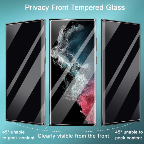 UEEBAI for Samsung Galaxy S22 Ultra 5G Privacy Screen Protector, 2 Pack 9H Hardness Anti Spy Private Tempered Glass Film Bubble Free Film Case Fri...