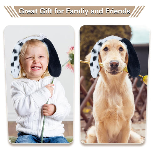 Animals Ears Headband Realistic Dalmatian Ears Headband Cat Ears Bunny Ears Dog Headband Halloween Christmas Costume for Washing Makeup Party...