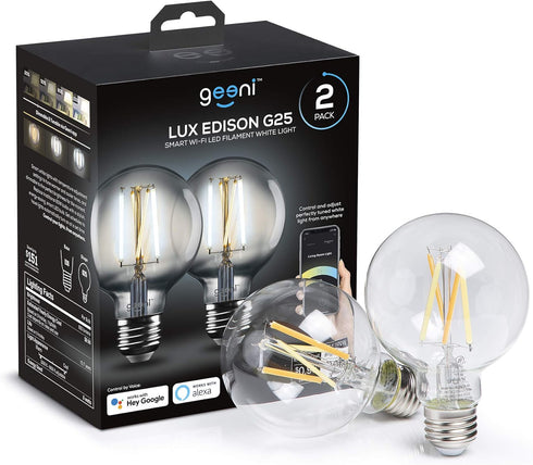 Geeni Smart Light Bulb - Alexa and Google Home Compatible, Tunable White LED Programmable and Dimmable Wifi Light Bulb, App Controlled (G25-2 Pack...