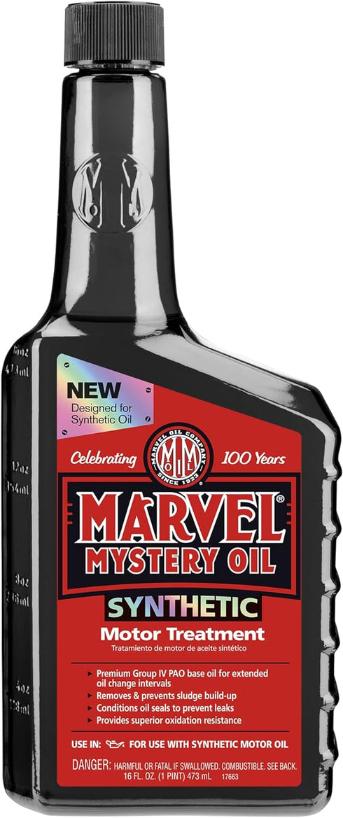 Marvel Mystery Oil 53835 Synthetic Motor Treatment- Removes & Prevents Sludge Build Up and Leaks, Reduces Wear and Tear, Increases Life of Engine,...