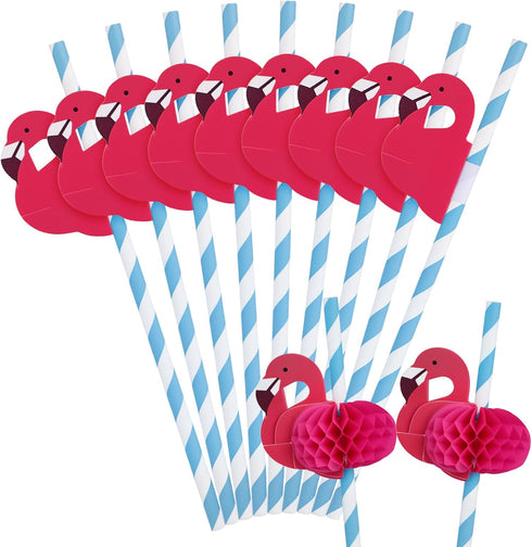HANSGO 50PCS Flamingo Straws, Flamingo Paper Drinking Straws for Tropical Luau Pool Party Supplies Table Decor Birthday Wedding Tableware Decorati...