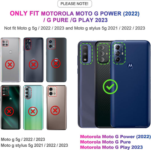 LeYi for Moto G-Play-2023-Case: Moto G Pure Case/G Power 2022 Case with 2 Pcs Screen Protector, Military-Grade Phone Case with Magnetic Stand for ...