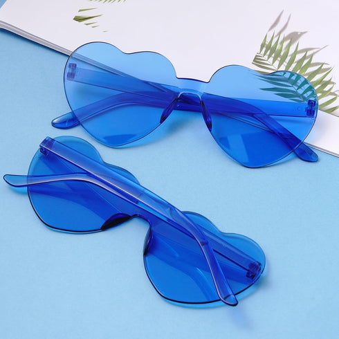 10 Pcs Heart Shape Sunglasses Frameless Transparent Glasses Party Favors for Women...