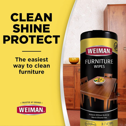 Weiman Wood Cleaner and Polish Wipes - 4 Pack (120 Wipes) - for Furniture to Beautify and Protect No Build-Up Contains Ultra Violet Protection Ple...