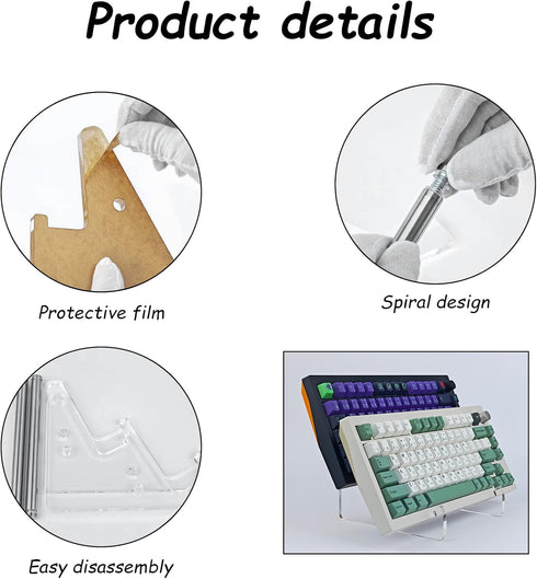2 Tier Acrylic Keyboard Display Stand, Transparent Clear Keyboard Holder Keyboard Stand for Desktop, Computer Keyboard Stand Acrylic Desk Accessor...