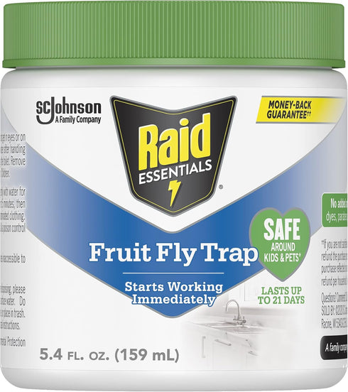 Raid Essentials Fruit Fly Trap for Indoors, Made with Essential Oils, Child and Pet Safe, 5.4 oz...