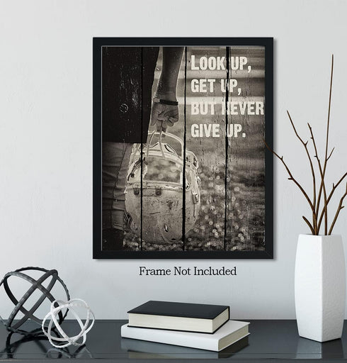 Look Up, Get Up, But Never Give Up - Football Wall Art Decor Print - unframed artwork printed on photograph paper...