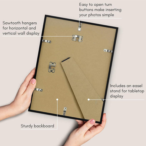 Americanflat 9x12 Picture Frame with Shatter-Resistant Glass - Use as 6x8 Frame with Mat or Display 9x12 Photo Without Mat - Streamline Collection...