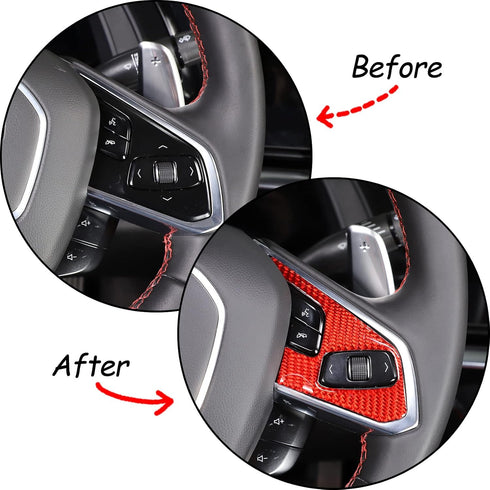 Daeiclru Real Carbon Fiber Steering Wheel Button Cover Sticker Compatible with Chevrolet Corvette C8 2020-2023, Car Steering Wheel Panel Protectio...
