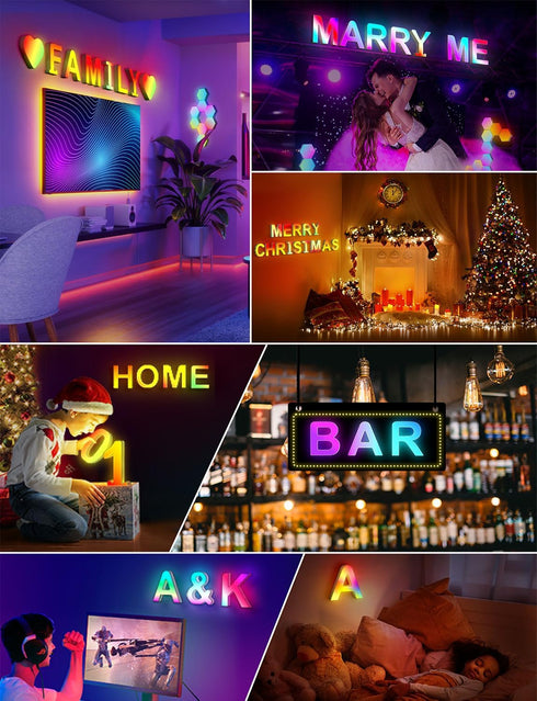Table Lamp RGB Letter Lights -26 alphabet Smart APP with 128+ Scenes DIY Mode Music Sync Bedside Table Lamp for Livingroom Nightstand Office Readi...