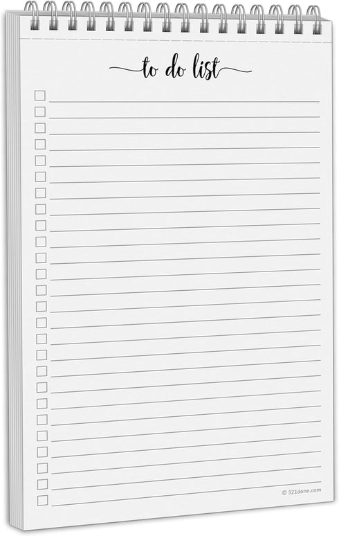 321Done to Do List Notepad 5.5x8.5 Spiral - Made in USA, Simple Undated Checklist, Daily Planner Notebook for Organizing, Planning, Task Checklist...