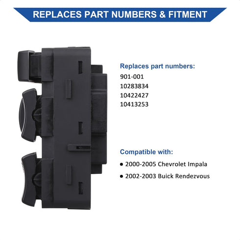 Power Master Window Switch 10283834 - Compatible with Chevy Impala 2000-2005, Buick Rendezvous 2002-2003 - Replace 10422427...