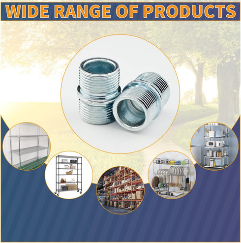 1 Inch / 25.4mm Metal Rack Connector - 4 PCS Shelving Threaded Pole Connectors for Extending Wire Rack Shelving...