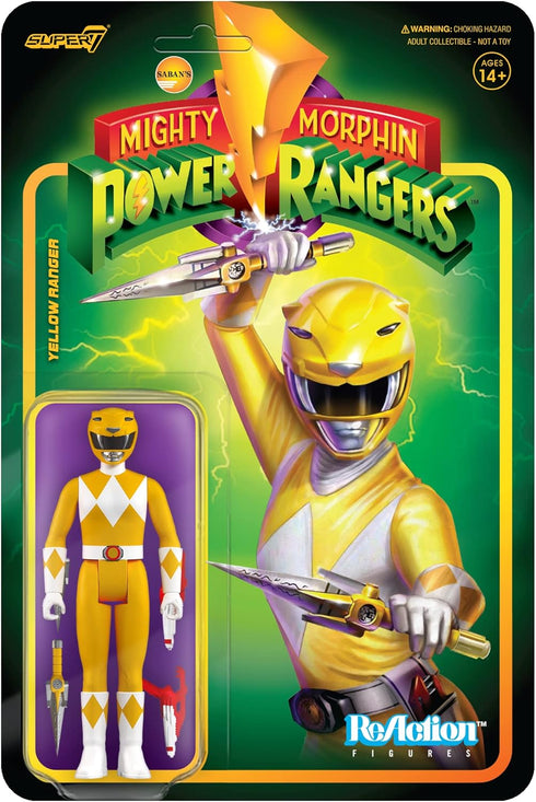 Super7 Mighty Morphin Power Rangers Yellow Ranger - 3.75" Power Rangers Action Figure with Accessories Classic TV Show Collectibles and Retro Toys...