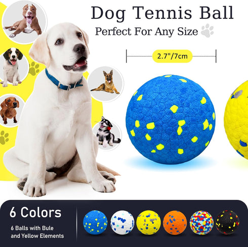 6 Pcs Dog Balls Tennis Ball for Aggressive Chewers Indestructible Dog Teething Chew Toys for Large Medium Small and Puppies, More Biting-Proof Ato...