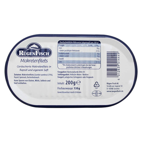 RuegenFisch Smoked Mackerel in Natural Juices, 6.7 Ounce...