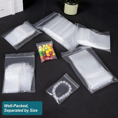 500 Pcs Small Plastic Bags, Small Zip Lock Bags, Mini Baggies, Jewelry Bags Clear Plastic, 5 Assorted Sizes, Resealable Poly Bags for Pill, Storag...