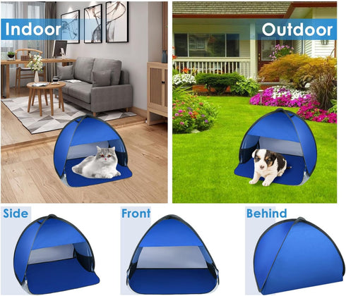 Mini Tent for Pets Small Dog Tent for Beach Portable Pop Up Sun Shade Shelter with Phone Compartment for Puppy and Large Cats Small Animals Sun Ca...