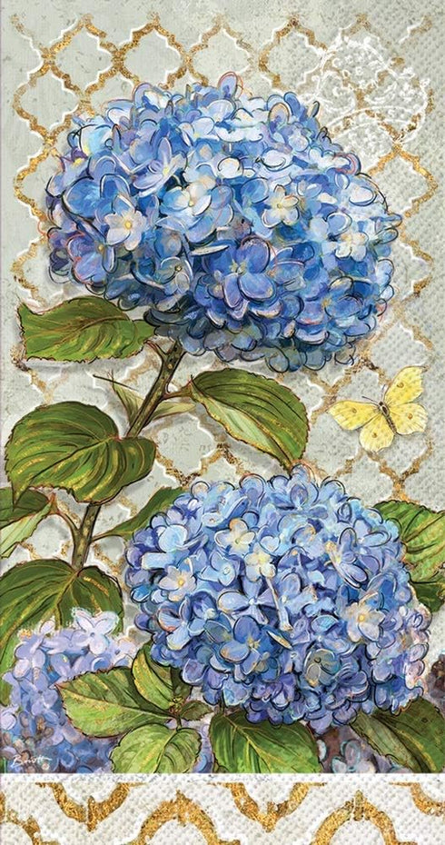 Boston International Hand Towels, Decorative Paper Guest Towels for Bathroom or Paper Napkins Dinner Napkins Garden Blue Hydrangea Pak 32...
