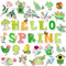 Konsait Hello Spring Bulletin Board Decorations Set, 34Pcs Spring Bulletin Board, Green Flowers Birds Butterfly Spring Cutouts for Classroom Home ...