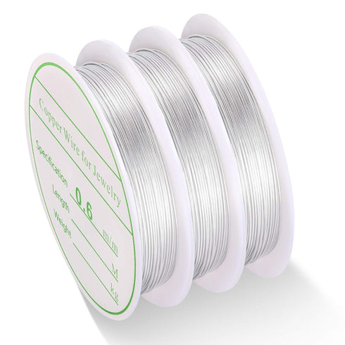 3 Pack Jewelry Wire Craft Wire 22 Gauge Tarnish Resistant Jewelry Beading Wire Copper Beading Wire for Jewelry Making Supplies and Crafting, 0.6mm...
