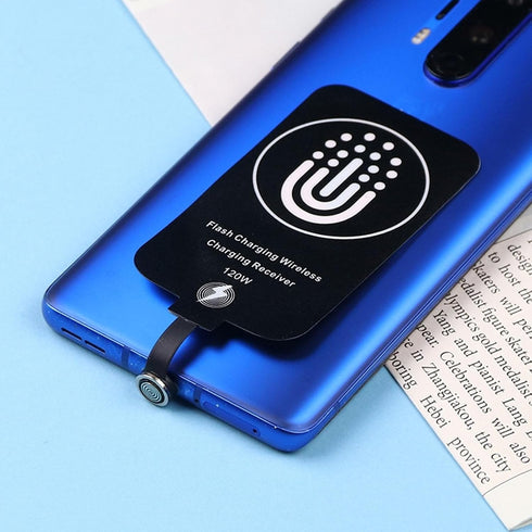 Wireless Charging Receiver, 120W Type C Magnetic Dual Purpose Wireless Charging Adapter 10W Thin Wireless Charging Receiver for Galaxy A51 A40 A20...