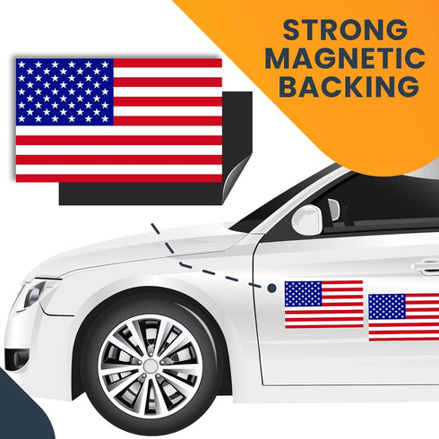 Magnet Me Up: American Flag Automotive Magnet Decal - 5x8 inches, 2 Pack, Red White, and Blue - Heavy-Duty for Car, Truck, SUV United States of Am...