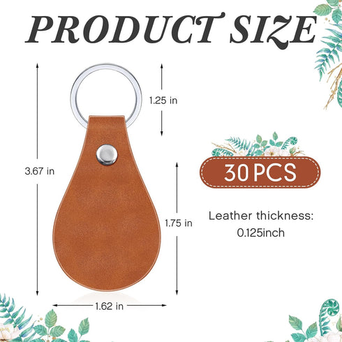 Taiyin 30 Pcs Leather Key Fob Kit for DIY Craft PU Blanks with Rivets and Key Ring for Laser Engraving Keychain(Khaki)...