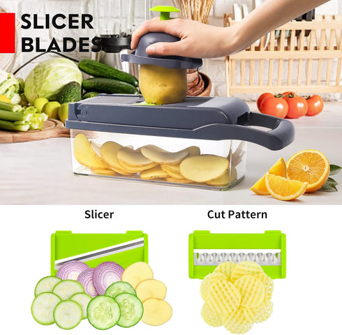 Vegetable Chopper, Pro Onion Chopper, Multifunctional 13 in 1 Food Chopper, Kitchen Vegetable Slicer Dicer Cutter,Veggie Chopper With 8 Blades,Car...
