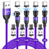 Magnetic Charging Cable 4 Pack (3.3ft/6.6ft/6.6ft/10ft), 540 Degree Rotating Magnetic Phone Charger Cable, 3 in 1 Nylon Magnetic USB Cable for Mic...