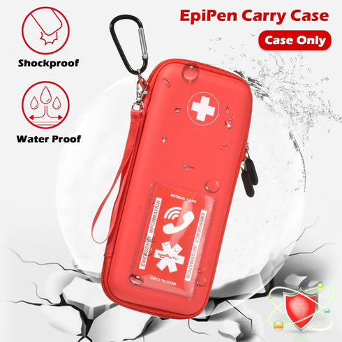 EpiPen Carry Case, Hard Emergency Medical Bag with Carabiner-for 2 EpiPens, Asthma Inhaler, Auvi-Q,Eye Drops,Anti-Histamine,Allergy Medication,Dia...