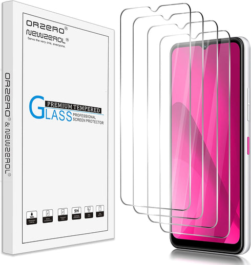 Orzero (4 Pack) Tempered Glass Screen Protector Compatible for T-Mobile REVVL 7 5G 6.58 inch, Protector De Pantalla 2.5D Arc Edges 9 Hardness High...