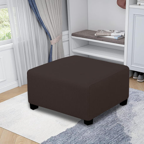 Easy-Going Stretch Ottoman Cover Folding Storage Stool Furniture Protector Soft slipcover with Elastic Bottom (Medium,Chocolate)...